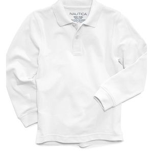 Nautica white polo school uniform shirt.